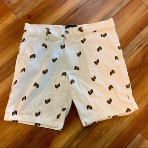 Men’s White Taco Printed Shorts Stretch Twill 34